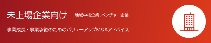 未上場企業向け　事業成長 ・ 事業承継のためのバリューアップM&Aアドバイス